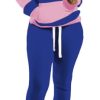 Womens 2 Piece Tracksuit Long Sleeve Warm Up Outfit Patchwork Pants Set