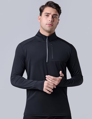 3-Pack Men’s Quarter-Zip Pullover Lightweight Long Sleeve Athletic Jackets Performance Workout Running Shirts