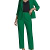 Pant Suits for Women Dressy 2 Piece Business Casual Outfits 3/4 Sleeve Blazer Straight Leg Pant Sets Office Work