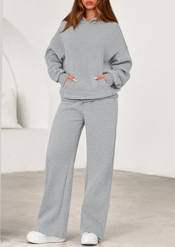 Women's 2 Piece Outfits Fall Sweatsuits Oversized Hoodies Wide Leg Sweatpants Tracksuits Lounge Matching Sets