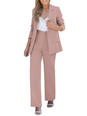 2 Piece Pant Suits for Women Dressy Blazer High Waisted Pants Sets Business Casual Outfits