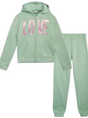 Girls Sweatsuit - 2 Piece Soft Fleece Breathable Zip Up Hoodie and Jogger Pants - Athletic Girls Athletic Sets (7-12)