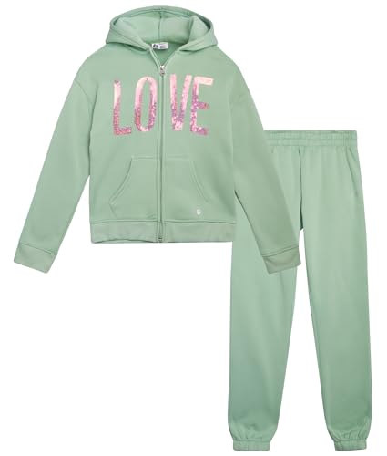 Girls Sweatsuit - 2 Piece Soft Fleece Breathable Zip Up Hoodie and Jogger Pants - Athletic Girls Athletic Sets (7-12)