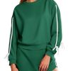 Womens 2 Piece Outfits Casual Crewneck Tie Sweatshirt High Waisted Running Skort Skirts Workout Tracksuit Sets