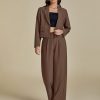 Suits for Women 2 Piece Sets Business Casual Outfits Dressy Cropped Blazer Wide Leg Pants Suit Office Work