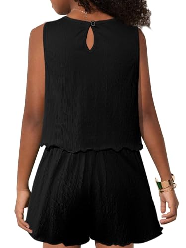 Girls' Summer 2 Piece Outfits Sleeveless Tank Tops and Wide Leg Shorts Sets