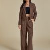 Suits for Women 2 Piece Sets Business Casual Outfits Dressy Cropped Blazer Wide Leg Pants Suit Office Work
