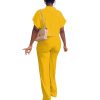 Women's Summer 2 Piece Outfits Casual Tracksuit Short Sleeve Button Down Crop Top Wide Leg Long Pant Lounge Sets