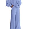 Women 2 Piece Outfits 2025 Fall Sweatsuits Crewneck Sweatshirt Wide Leg Sweatpants Lounge Sets Tracksuit
