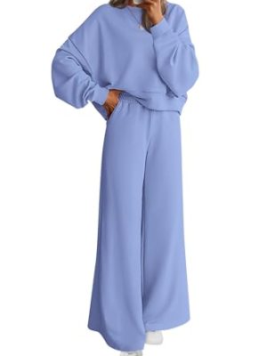 Women 2 Piece Outfits 2025 Fall Sweatsuits Crewneck Sweatshirt Wide Leg Sweatpants Lounge Sets Tracksuit