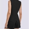 Women's Summer 2 Piece Outfits High Waisted Short Sets Crewneck Button Down Vest Business Work Blazer Suit
