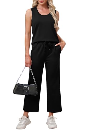 Two Piece Sets for Women Casual Travel Vacation Outfits Summer Wide Leg Pants Lounge Sets