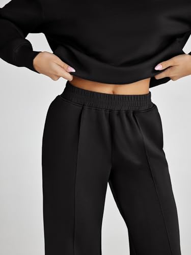 Women's 2 Piece Sweatsuits Sets Long Sleeve Pullover Tops Wide Leg Pants Casual Lounge Sweat Sets Fall Outfits