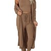 3 Piece Lounge Sets for Women Airplane Travel Outfits 2025 Fall Cardigan Sleeveless Top Pants Sets Matching Clothing