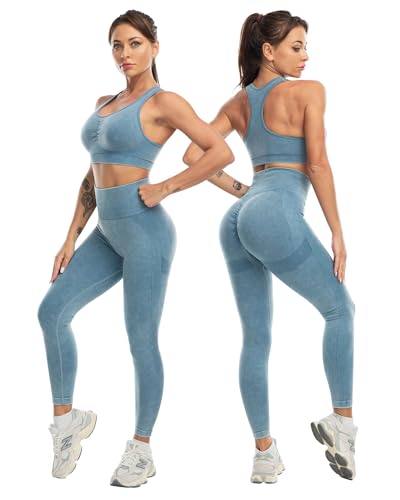 3 Piece Workout Sets for Women Butt Lifting Leggings with High Impact Sports Bra Gym Shorts