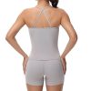 Cute Gym Yoga 2 Piece Outfits Sets for Women Workout Crop Tank Tops Athletic Shorts Lounge Wear Suit Clothes Summer