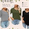 3 Pcs Womens Half Sleeve Top Elbow Length T Shirt Women Round Neck Basic T Shirt Summer Casual Blouses