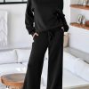 Women's 2 Piece Outfits Lounge Set Mock Neck Long Sleeve Sweatshirt With Wide Leg Pants Sweatsuit Fall 2025