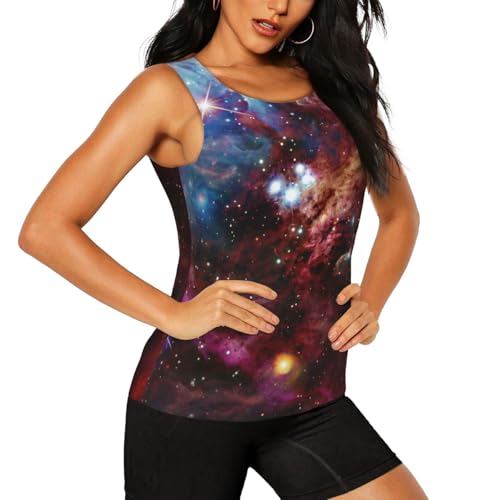 Night Sky Print Women's Workout Tank Top Quick-Drying Activewear Summer Fitness Outdoor Adventures