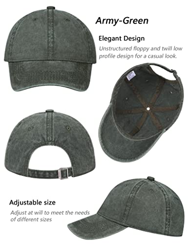 3 Pack Vintage Washed Cotton Adjustable Baseball Caps for Men Women Unstructured Low Profile Dad Hat