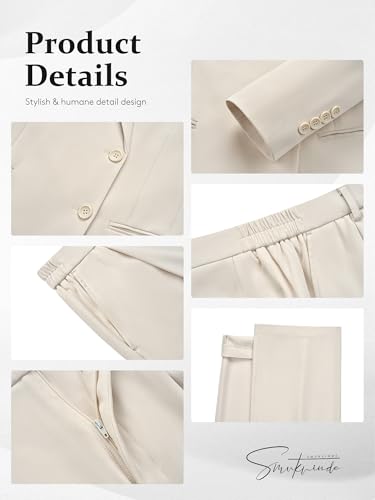 Women's 2 Piece Suit Two Button Business Casual Office Work Outfits Dressy Blazer Wide Leg Pants Set