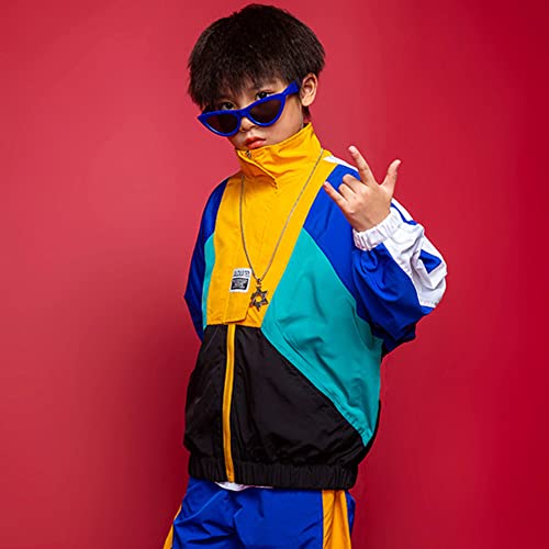 Boys' Girls' Color Block Jacket Track Pants Sets Hip Hop Dance Patchwork Clothes Unisex Streetwear
