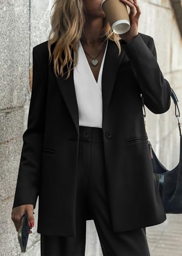 Women Suits 2 Piece Set Business Casual Dressy Oversized Blazer Jacket and Wide Leg Dress Pantsuits Formal Outfits