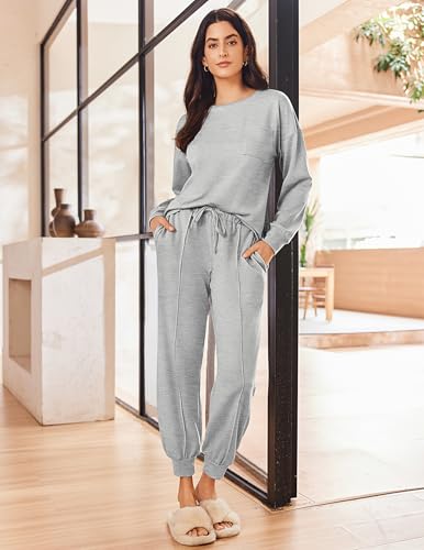 Lounge Sets for Women 2 Piece Jogger Pajama Long Sleeve Pants Loungewear Sweatsuits Casual Matching Outfits