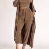 3 Piece Lounge Sets for Women Airplane Travel Outfits 2025 Fall Cardigan Sleeveless Top Pants Sets Matching Clothing