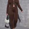 ROSHD Women's Plus Size Clothing Sets Fall Clothin Plus Zip Up Top & Leggings Autumn/Winter Clothing ROSHD (Color : Chocolate