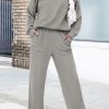 Women's 2 Piece Outfits 2024 Winter Fashion Tracksuits Long Sleeve Pullover Tops Straight Leg Pants Lounge Sets