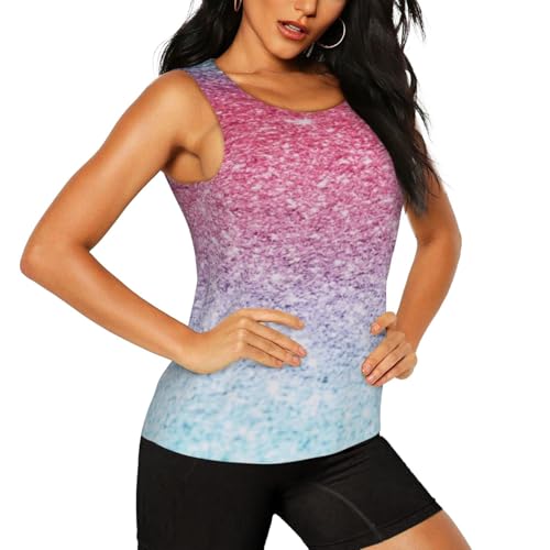 Blue Red and Purple Pastel Colors Print Women's Workout Tank Top Quick-Drying Activewear Summer Fitness Outdoor