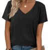 Womens Tops Shirts for Women Short Sleeve V Neck Tee Summer Fashion Trendy Soft Casual Spring Clothes Outfits Beach