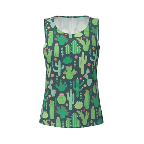 Cute Cactus Seamless Illustration Print Women's Workout Tank Top Quick-Drying Activewear Summer Fitness Outdoor