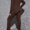 ROSHD Women's Plus Size Clothing Sets Fall Clothin Plus Zip Up Top & Leggings Autumn/Winter Clothing ROSHD (Color : Chocolate