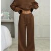 Women's 2 Piece Outfits Fall Sweatsuits Off The Shoulder Crop Top Wide Leg Sweatpants Casual Matching Lounge Sets