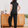 Pajamas for women 2 Piece Lounge Set Cap Sleeve Sleepwear Joggers Pants Pjs with Pockets S-XXL