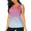 Blue Red and Purple Pastel Colors Print Women's Workout Tank Top Quick-Drying Activewear Summer Fitness Outdoor
