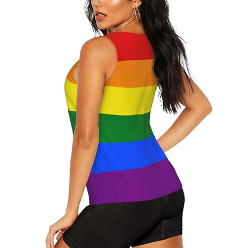 Rainbow Print Women's Workout Tank Top Quick-Drying Activewear Summer Fitness Outdoor Adventures