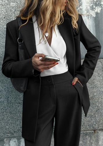 Women's Two Piece Outfits Dressy Blazer Jacket Wide Leg Pants 2025 Fall Business Casual Office Work Suit Sets