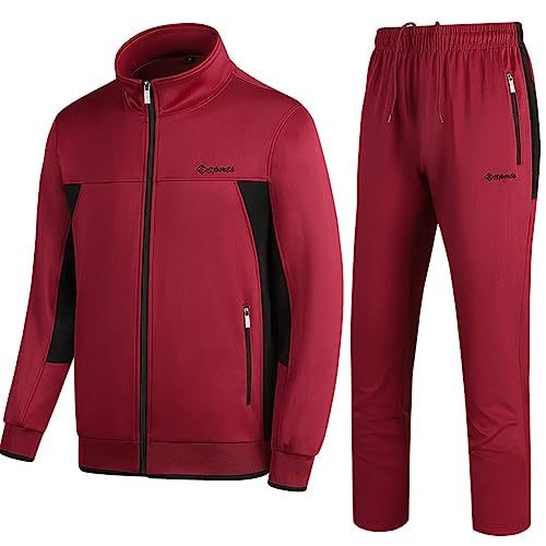 Men's Casual Athletic Tracksuit Long Sleeve Sweatsuit Set Full Zip Running Jacket and Pants 2 Piece Outfits