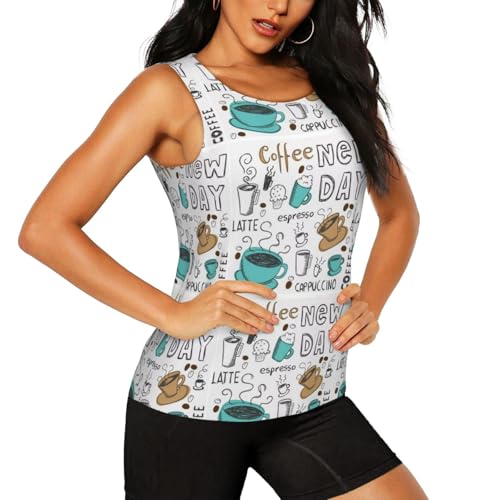 Delicious Coffee Print Women's Workout Tank Top Quick-Drying Activewear Summer Fitness Outdoor Adventures