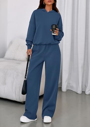 Womens Sweatsuits 2 Piece Set 2025 Casual Winter Long Sleeve Hoodie Loose Wide Leg Sweatpants Fall Tracksuit