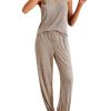 Women's Pajamas Sleeveless Summer Lounge Set Ribbed Knit Pj Loungewear Soft Tank Sleepwear Nightwear S-XXL
