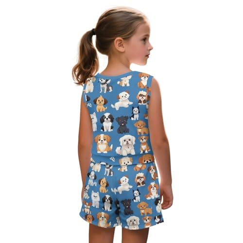 Girls 2 Piece Summer Outfits Tank Top and Shorts Set with Pocket for Workout Beach Vacation