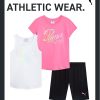 Girls' Active Shorts Set - 3 Piece Performance T-Shirt, Tank Top, Bike Shorts - Summer Athletic Outfit for Girls (7-14)
