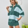 Womens 2 Piece Lounge Set Stripe Half Sleeve Oversized Shirts Shorts Summer Two Piece Workout Sets