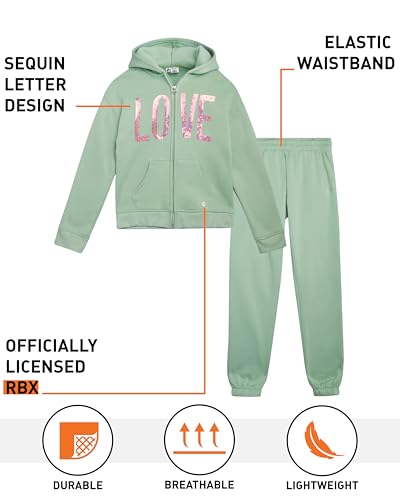 Girls Sweatsuit - 2 Piece Soft Fleece Breathable Zip Up Hoodie and Jogger Pants - Athletic Girls Athletic Sets (7-12)