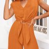 Women's Summer 2 Piece Outfits 2025 Cap Sleeve V Neck Belted Crop Tops Wide Leg Pant Sets Casual Tracksuit