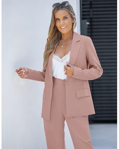 2 Piece Pant Suits for Women Dressy Blazer High Waisted Pants Sets Business Casual Outfits